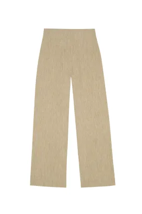 Una, beige melange linen and wool pants